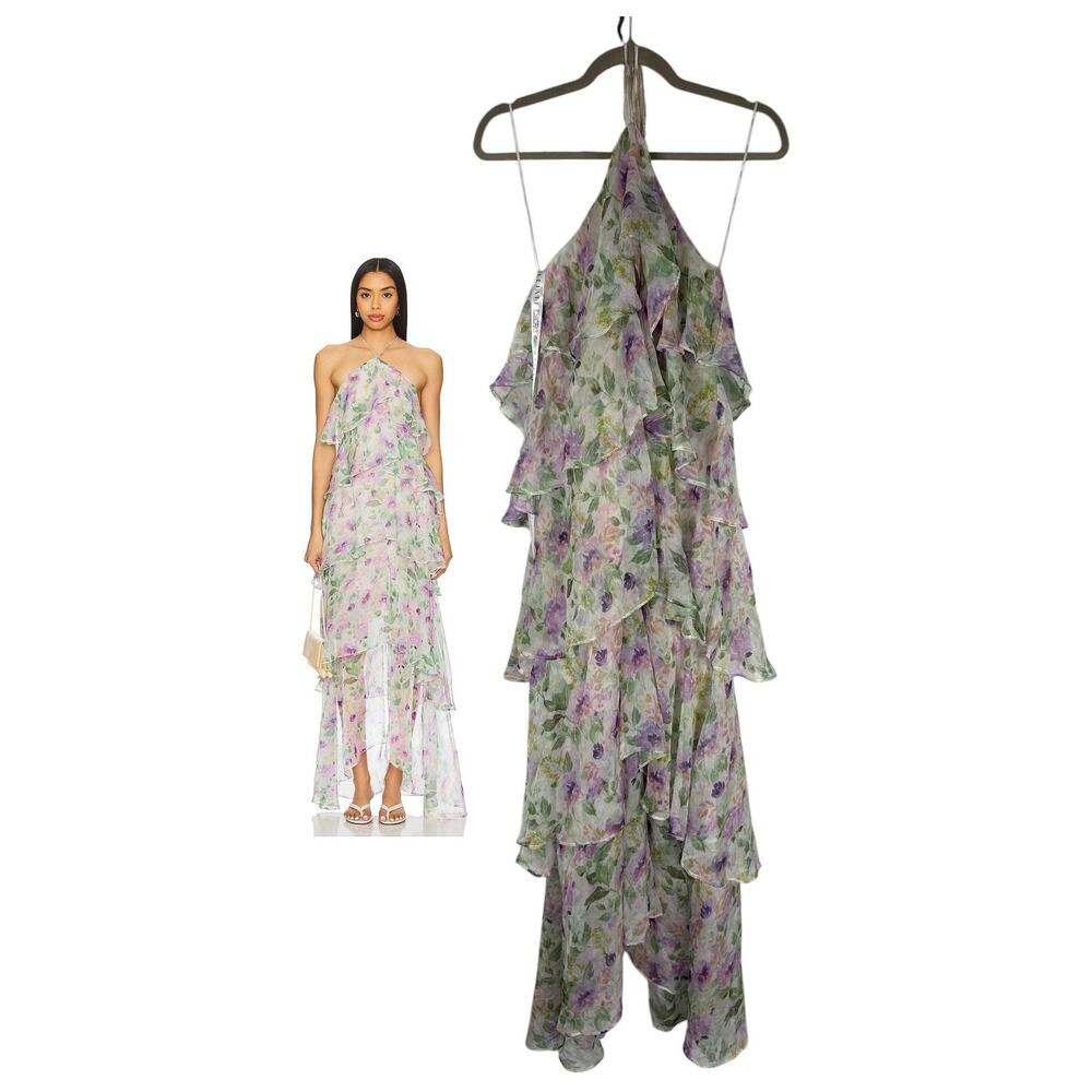ELLIATT Mirabelle Maxi Dress Floral Halter Tiered Party Wedding Guest Prom S